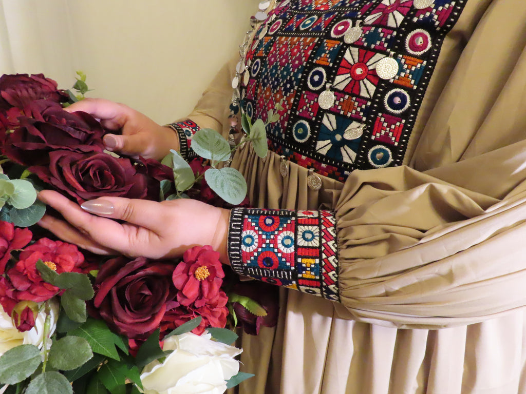 Warm Beige Geometric Dress