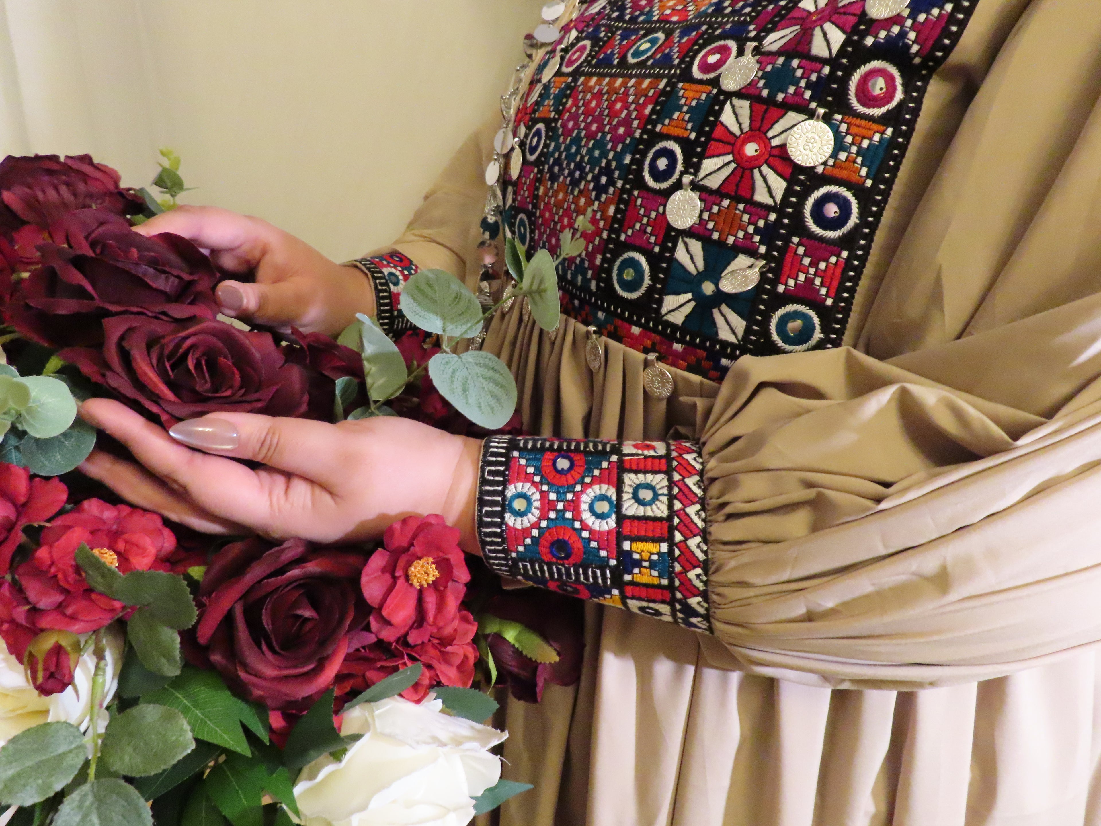 Warm Beige Geometric Dress